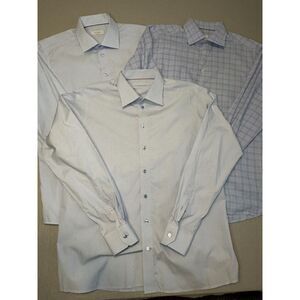3 Men's Eton Long Sleeve Button Down Shirts 44/17.5 Contemporary Blue Prints
